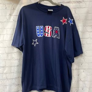 USA Jerzees appliquéd stars navy extra large XL tee shirt